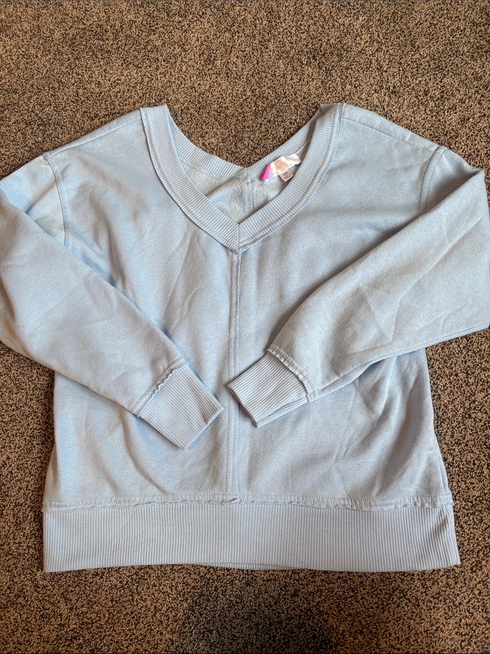 Hippie Rose Light Blue V-Neck Sweatshirt